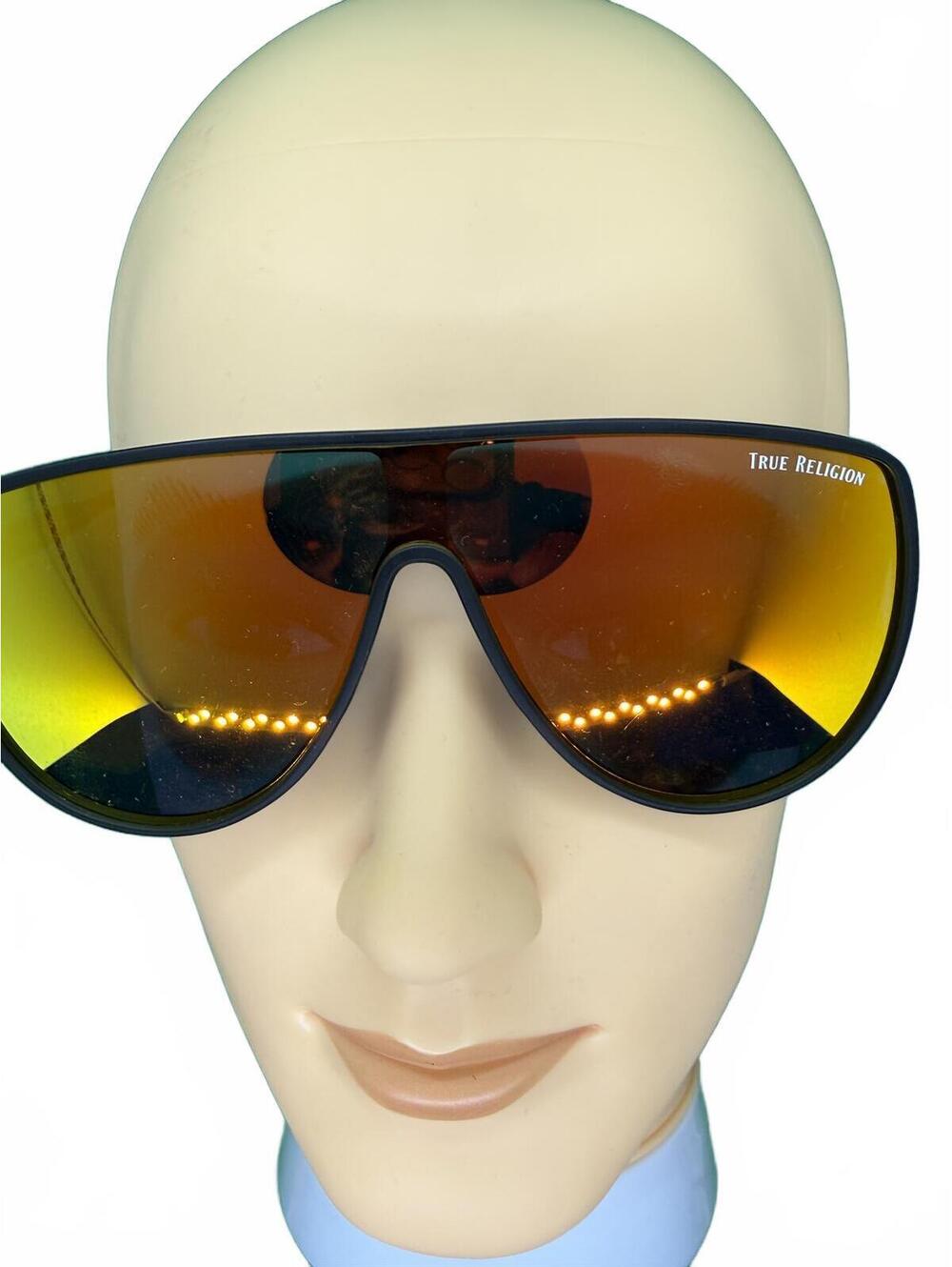 True Religion Oversized Shield Sunglasses with Amber aviators Lenses 100% UV